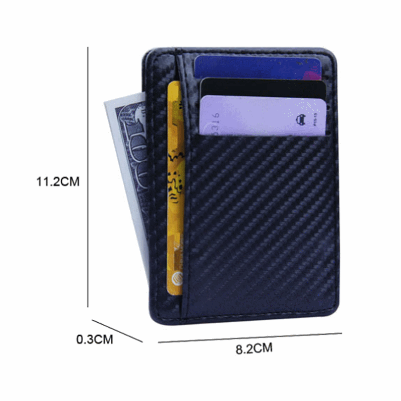 WALLET Slim PU Leather Wallet With 9 Pockets - Carbon Blue